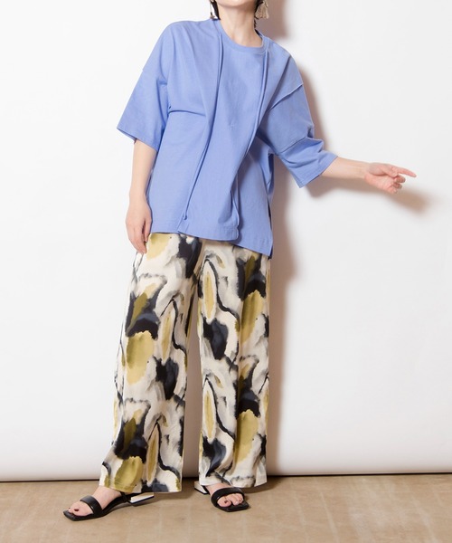 OSMOSIS（オズモーシス）の「リボンアレンジ切替Tシャツ（Tシャツ/カットソー・レディース・ブラック/サックスブルー/ピンク/ホワイト・ONE SIZE）」の22枚目の写真