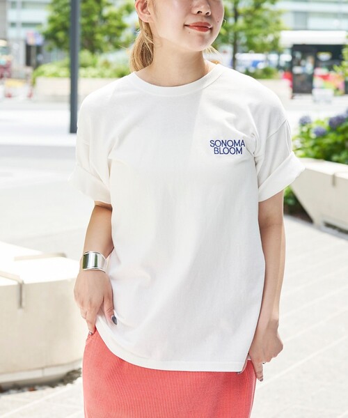 coen(コーエン)の「USAコットンカラーエンブロイダリーTシャツ(Tシャツ/カットソー・レディース・ダークグレー/オレンジ/ネイビー/オフホワイト・M/L)」の5枚目の写真