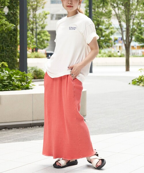 coen(コーエン)の「USAコットンカラーエンブロイダリーTシャツ(Tシャツ/カットソー・レディース・ダークグレー/オレンジ/ネイビー/オフホワイト・M/L)」の7枚目の写真