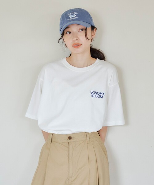 coen(コーエン)の「USAコットンカラーエンブロイダリーTシャツ(Tシャツ/カットソー・レディース・ダークグレー/オレンジ/ネイビー/オフホワイト・M/L)」の9枚目の写真