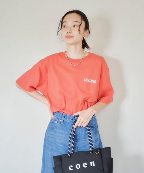 coen(コーエン)の「USAコットンカラーエンブロイダリーTシャツ(Tシャツ/カットソー・レディース・ダークグレー/オレンジ/ネイビー/オフホワイト・M/L)」の21枚目の写真