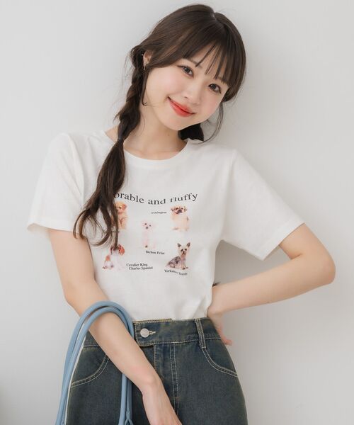 ems excite(エムズエキサイト)の「dogプリントTEE(Tシャツ/カットソー・レディース・オフホワイト/ブルー/ホワイト系その他・FREE)」の14枚目の写真