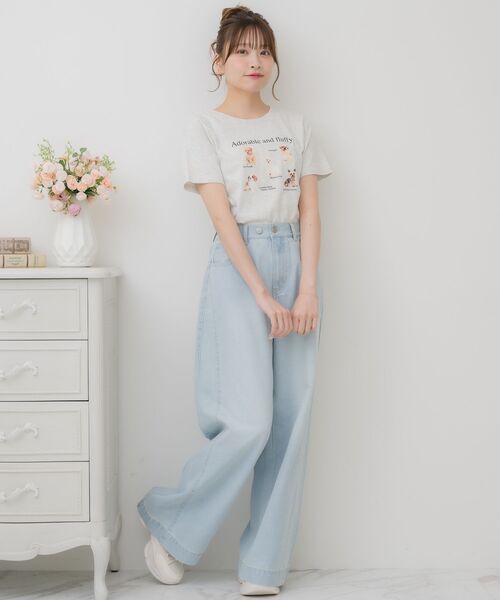 ems excite(エムズエキサイト)の「dogプリントTEE(Tシャツ/カットソー・レディース・オフホワイト/ブルー/ホワイト系その他・FREE)」の15枚目の写真