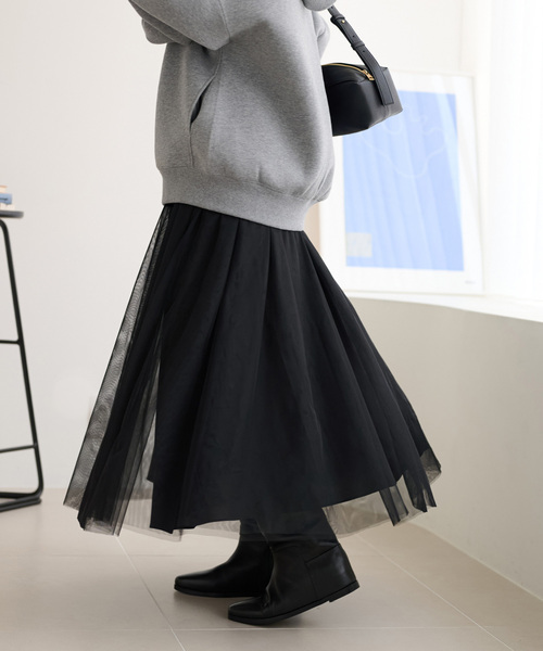 JOURNAL STANDARD relume（ジャーナルスタンダード　レリューム）の「《WEB限定追加》［新色］ウォッシャブルチュールイージースカート（スカート・レディース・ベージュ/チャコールグレー/ブラック・FREE）」の5枚目の写真