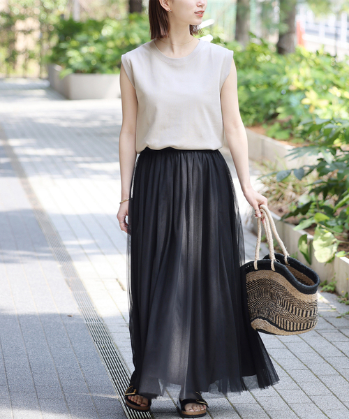JOURNAL STANDARD relume（ジャーナルスタンダード　レリューム）の「《WEB限定追加》［新色］ウォッシャブルチュールイージースカート（スカート・レディース・ベージュ/チャコールグレー/ブラック・FREE）」の6枚目の写真