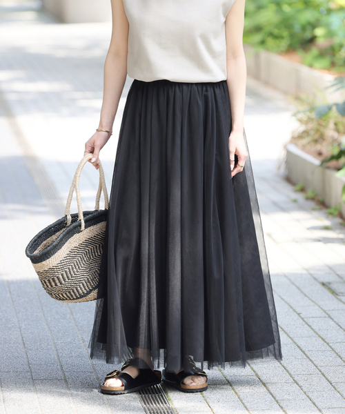 JOURNAL STANDARD relume（ジャーナルスタンダード　レリューム）の「《WEB限定追加》［新色］ウォッシャブルチュールイージースカート（スカート・レディース・ベージュ/チャコールグレー/ブラック・FREE）」の9枚目の写真