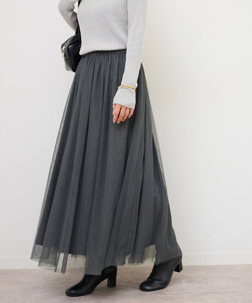 JOURNAL STANDARD relume（ジャーナルスタンダード　レリューム）の「《WEB限定追加》［新色］ウォッシャブルチュールイージースカート（スカート・レディース・ベージュ/チャコールグレー/ブラック・FREE）」の16枚目の写真