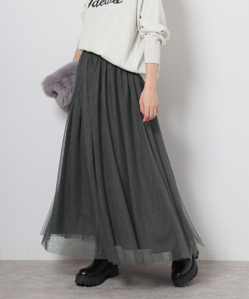 JOURNAL STANDARD relume（ジャーナルスタンダード　レリューム）の「《WEB限定追加》［新色］ウォッシャブルチュールイージースカート（スカート・レディース・ベージュ/チャコールグレー/ブラック・FREE）」の22枚目の写真