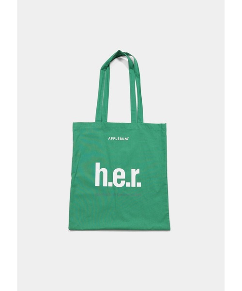 APPLEBUM（アップルバム）の「“h.e.r.” Totebag（トートバッグ・メンズ・グリーン/ネイビー・FREE）」の5枚目の写真