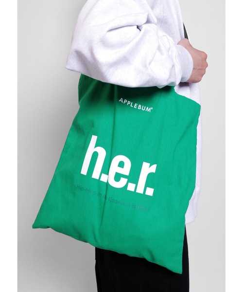 APPLEBUM（アップルバム）の「“h.e.r.” Totebag（トートバッグ・メンズ・グリーン/ネイビー・FREE）」の16枚目の写真