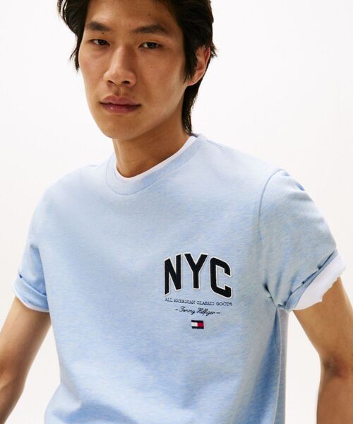 TOMMY HILFIGER(トミーヒルフィガー)の「ヒルフィガースクリプトTシャツ(Tシャツ/カットソー・メンズ・ホワイト/ブルー・LARGE/X-LARGE/SMALL/MEDIUM)」の3枚目の写真
