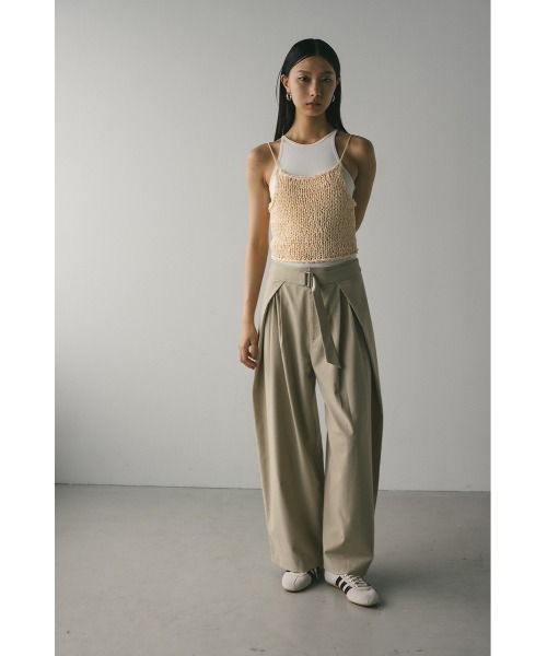 大人気】ウエストデザインサイドラップパンツ（スラックス