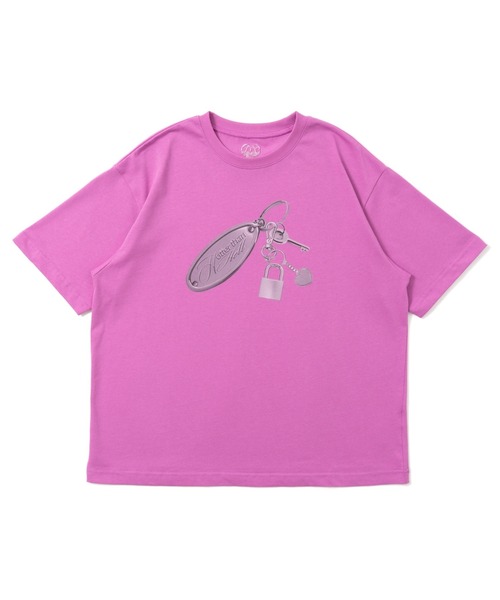 HTH(エイチティーエイチ)の「key chain print Tee(Tシャツ/カットソー・レディース・アクア/イエロー/ふじ色系・フリー)」の3枚目の写真