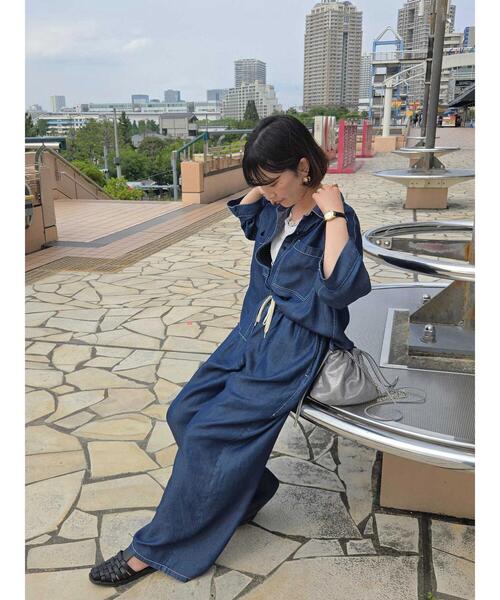 サマンサモスモスブルー 【接触冷感】クールデニムボクシーシャツ新品ネイビー セール】 【接触冷感】クールデニムビッグシャツ（グレー/ブルー