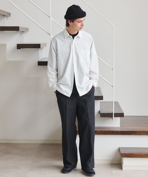 MAISON CLUB(メゾンクラブ)の「【MAISON CLUB】Polyester Nylon Coach Shirt Jacket KKP/ ポリエステルナイロンコーチジャケット(ブルゾン・メンズ・ホワイト/グレー/ブラック・L/M)」の5枚目の写真