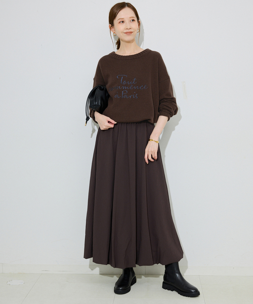 SLOBE IENA（スローブイエナ）の「刺しゅうロゴニット（ニット/セーター・レディース・チャコールグレー/ブラウン・FREE）」の11枚目の写真