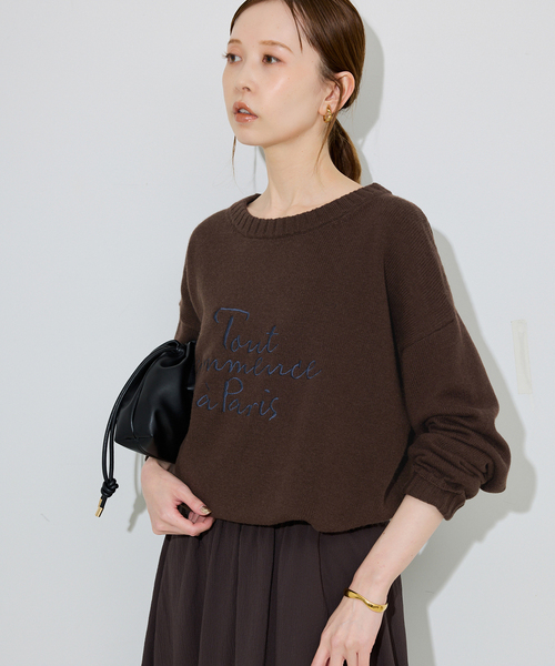 SLOBE IÉNA スローブイエナ 刺繍ロゴニット 刺しゅうロゴニット（ニット/セーター）｜SLOBE IENA（スローブイエナ