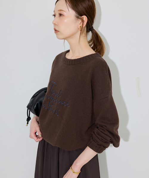 SLOBE IENA（スローブイエナ）の「刺しゅうロゴニット（ニット/セーター・レディース・チャコールグレー/ブラウン・FREE）」の17枚目の写真