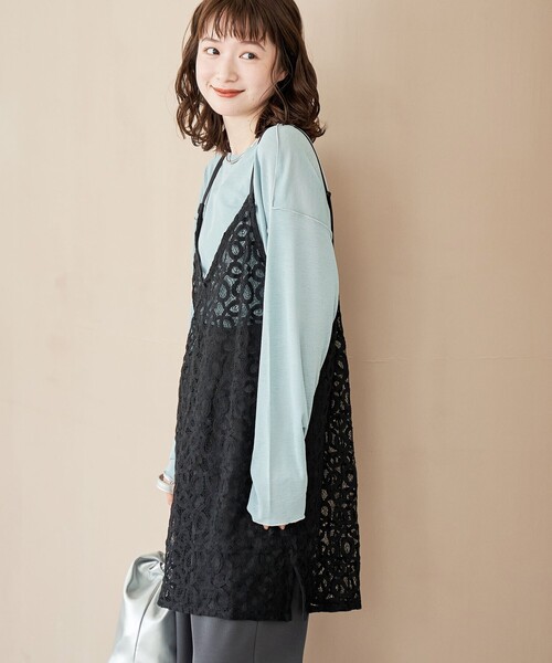 coen（コーエン）の「レースキャミソールワンピース（ワンピース・レディース・オフホワイト/ブラック・FREE）」の8枚目の写真