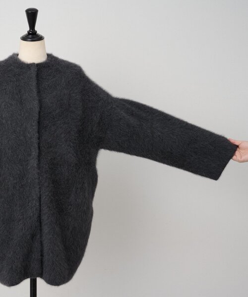 BEARDSLEY 洗えるニットコート ブラック BEARDSLEY（ビアズリー）の「ニットコート（ノーカラーコート