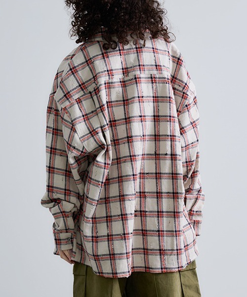 Revo. ダメージ加工 チェックシャツ 長袖（シャツ/ブラウス