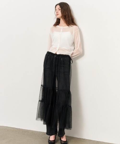 GENERAL IDEA(ジェネラルアイデア)の「GENERAL IDEA/ジェネラルアイディア sheer layered long skirt ロングスカート(スカート・レディース・ブラック/ホワイト・FREE)」の9枚目の写真