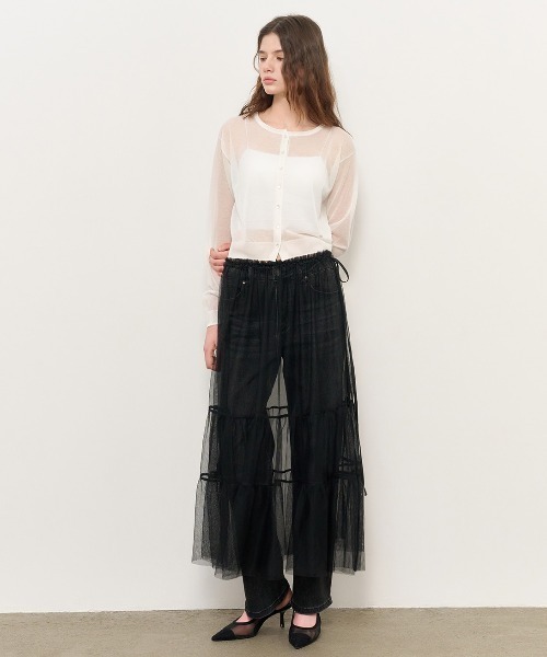 GENERAL IDEA(ジェネラルアイデア)の「GENERAL IDEA/ジェネラルアイディア sheer layered long skirt ロングスカート(スカート・レディース・ブラック/ホワイト・FREE)」の10枚目の写真