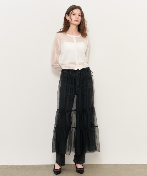 GENERAL IDEA(ジェネラルアイデア)の「GENERAL IDEA/ジェネラルアイディア sheer layered long skirt ロングスカート(スカート・レディース・ブラック/ホワイト・FREE)」の11枚目の写真