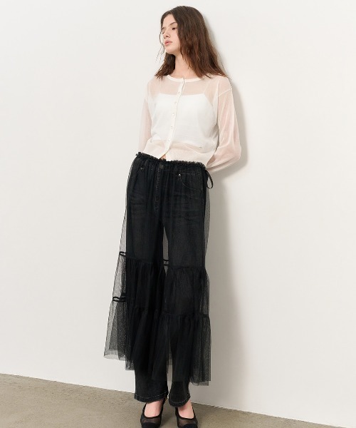 GENERAL IDEA(ジェネラルアイデア)の「GENERAL IDEA/ジェネラルアイディア sheer layered long skirt ロングスカート(スカート・レディース・ブラック/ホワイト・FREE)」の12枚目の写真