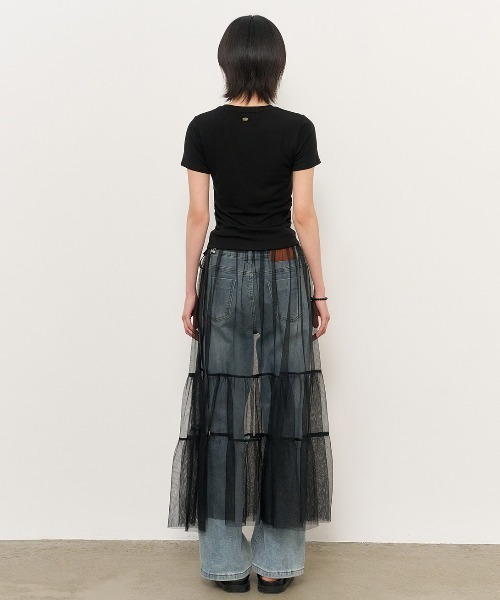 GENERAL IDEA(ジェネラルアイデア)の「GENERAL IDEA/ジェネラルアイディア sheer layered long skirt ロングスカート(スカート・レディース・ブラック/ホワイト・FREE)」の13枚目の写真