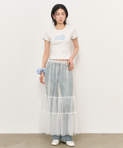 GENERAL IDEA(ジェネラルアイデア)の「GENERAL IDEA/ジェネラルアイディア sheer layered long skirt ロングスカート(スカート・レディース・ブラック/ホワイト・FREE)」の17枚目の写真