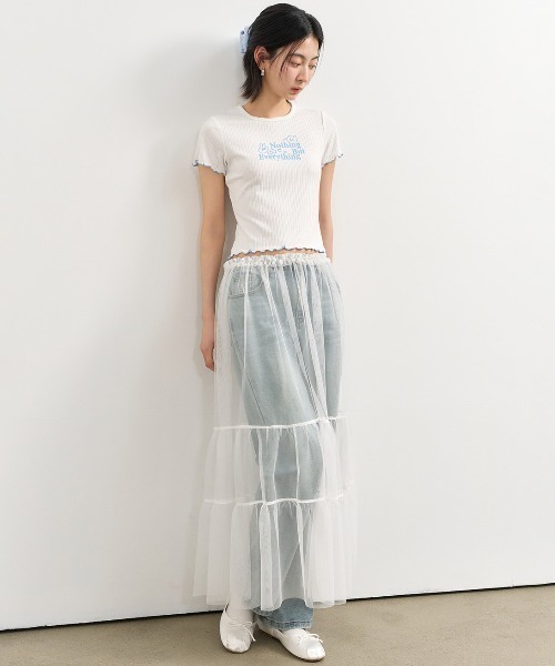 GENERAL IDEA(ジェネラルアイデア)の「GENERAL IDEA/ジェネラルアイディア sheer layered long skirt ロングスカート(スカート・レディース・ブラック/ホワイト・FREE)」の18枚目の写真