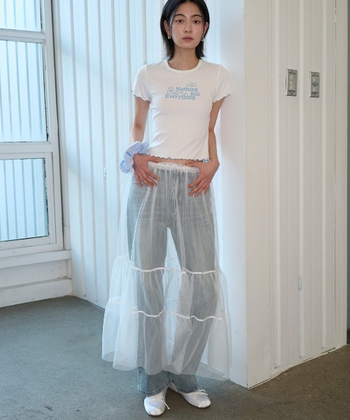 GENERAL IDEA(ジェネラルアイデア)の「GENERAL IDEA/ジェネラルアイディア sheer layered long skirt ロングスカート(スカート・レディース・ブラック/ホワイト・FREE)」の15枚目の写真