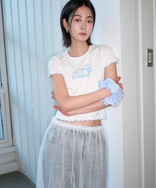GENERAL IDEA(ジェネラルアイデア)の「GENERAL IDEA/ジェネラルアイディア sheer layered long skirt ロングスカート(スカート・レディース・ブラック/ホワイト・FREE)」の14枚目の写真
