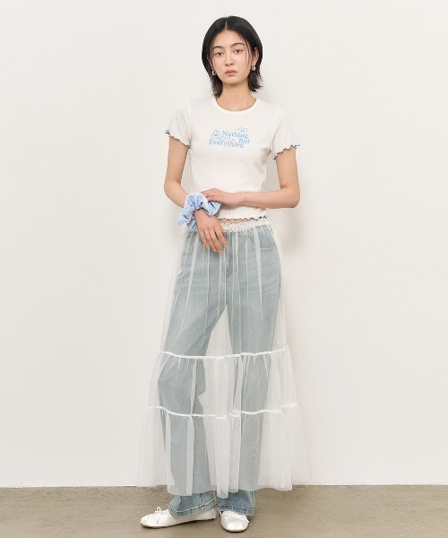 GENERAL IDEA(ジェネラルアイデア)の「GENERAL IDEA/ジェネラルアイディア sheer layered long skirt ロングスカート(スカート・レディース・ブラック/ホワイト・FREE)」の19枚目の写真