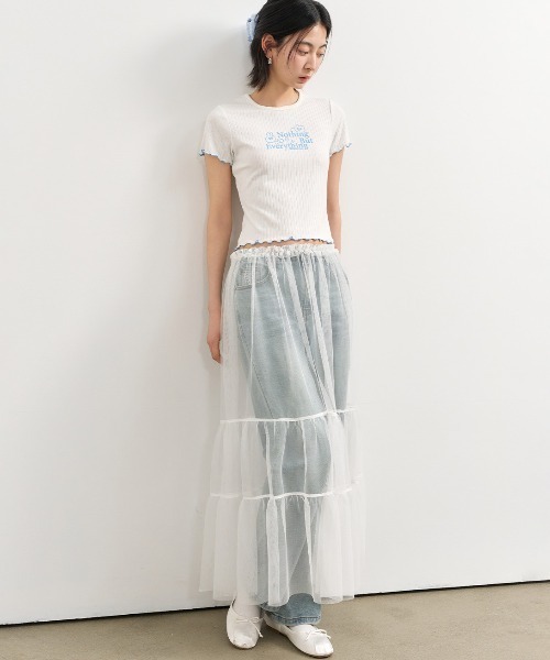 GENERAL IDEA(ジェネラルアイデア)の「GENERAL IDEA/ジェネラルアイディア sheer layered long skirt ロングスカート(スカート・レディース・ブラック/ホワイト・FREE)」の20枚目の写真