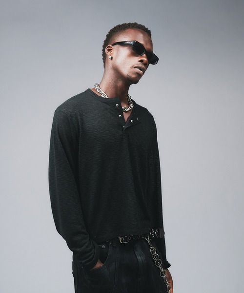 ANDER HUNK（アンダーハンク）の「Metal Henryneck Sier Top /メタルヘンリーネックシアートップ（Tシャツ/カットソー・メンズ・ブラック/カーキ・LARGE/MEDIUM）」の10枚目の写真