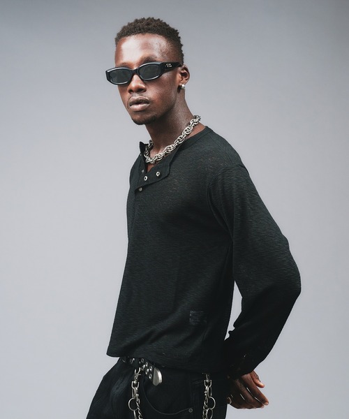 ANDER HUNK（アンダーハンク）の「Metal Henryneck Sier Top /メタルヘンリーネックシアートップ（Tシャツ/カットソー・メンズ・ブラック/カーキ・LARGE/MEDIUM）」の6枚目の写真