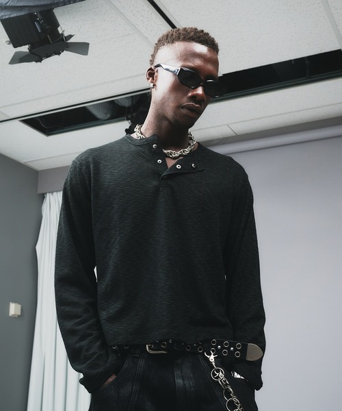 ANDER HUNK（アンダーハンク）の「Metal Henryneck Sier Top /メタルヘンリーネックシアートップ（Tシャツ/カットソー・メンズ・ブラック/カーキ・LARGE/MEDIUM）」の13枚目の写真