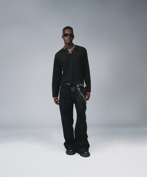 ANDER HUNK（アンダーハンク）の「Metal Henryneck Sier Top /メタルヘンリーネックシアートップ（Tシャツ/カットソー・メンズ・ブラック/カーキ・LARGE/MEDIUM）」の16枚目の写真