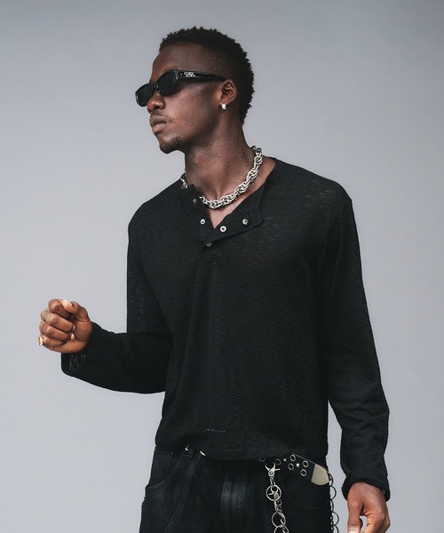 ANDER HUNK（アンダーハンク）の「Metal Henryneck Sier Top /メタルヘンリーネックシアートップ（Tシャツ/カットソー・メンズ・ブラック/カーキ・LARGE/MEDIUM）」の8枚目の写真