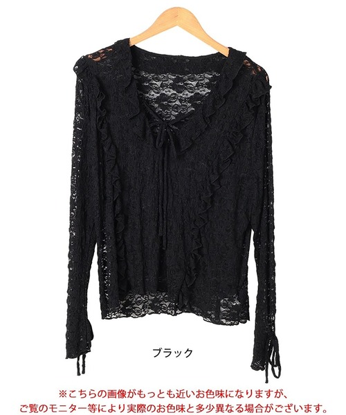 GOLDJAPAN（ゴールドジャパン）の「編み上げフリルレースプルオーバー【大きいサイズ対応】（シャツ/ブラウス・レディース・ブラック・LL/3L/4L/5L）」の18枚目の写真