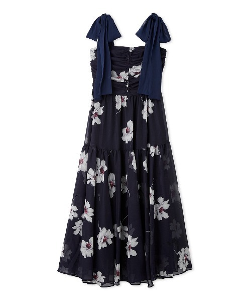 セール】フラワープリントショルダーリボンワンピース（ワンピース