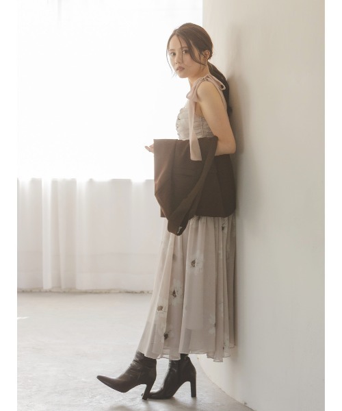 フラワープリントショルダーリボンワンピース（ワンピース）｜SNIDEL