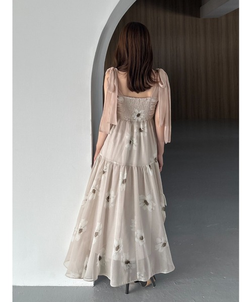 フラワープリントショルダーリボンワンピース（ワンピース）｜SNIDEL