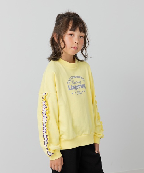 JAM & LINK（ジャムアンドリンク）の「袖フリル 裏毛トレーナー（スウェット・キッズ・ピンク/オートミール/サックスブルー/ライトイエロー・130/120/110/100/160/150/140）」の3枚目の写真