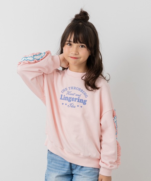 JAM & LINK（ジャムアンドリンク）の「袖フリル 裏毛トレーナー（スウェット・キッズ・ピンク/オートミール/サックスブルー/ライトイエロー・130/120/110/100/160/150/140）」の4枚目の写真