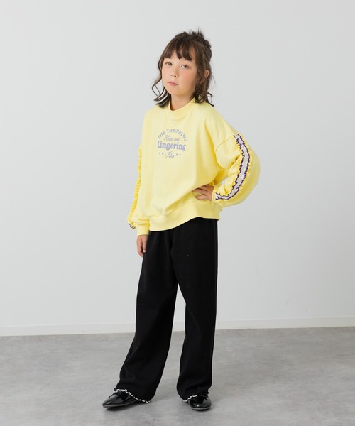 JAM & LINK（ジャムアンドリンク）の「袖フリル 裏毛トレーナー（スウェット・キッズ・ピンク/オートミール/サックスブルー/ライトイエロー・130/120/110/100/160/150/140）」の5枚目の写真