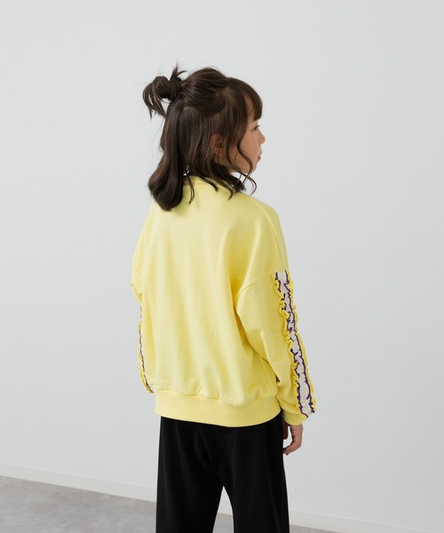 JAM & LINK（ジャムアンドリンク）の「袖フリル 裏毛トレーナー（スウェット・キッズ・ピンク/オートミール/サックスブルー/ライトイエロー・130/120/110/100/160/150/140）」の6枚目の写真