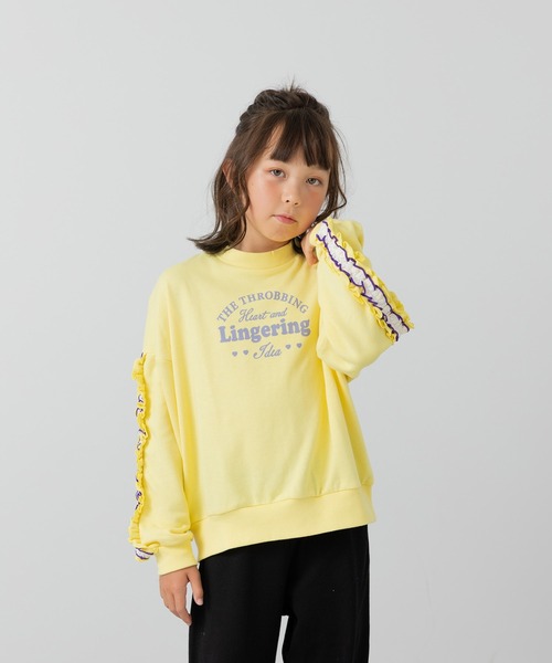 JAM & LINK（ジャムアンドリンク）の「袖フリル 裏毛トレーナー（スウェット・キッズ・ピンク/オートミール/サックスブルー/ライトイエロー・130/120/110/100/160/150/140）」の7枚目の写真